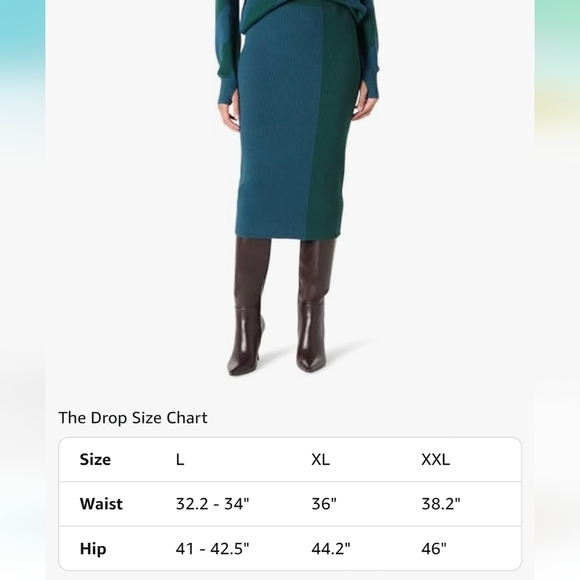 The Drop Knit Midi Skirt NWT L Sweater Color Block Fitted - Picture 3 of 8